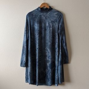 Blue Tie-dye Mockneck Dress